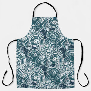 Tablier Illustration des vagues de mer tracées à la main v