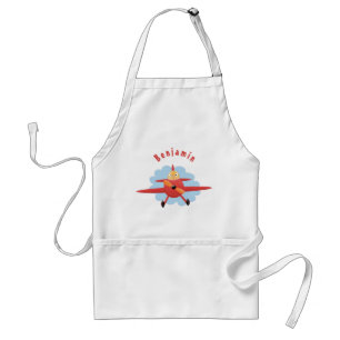 Tablier Illustration d'un avion rouge volant mignon