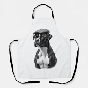 Tablier Illustration graphique monochrome de Boxer vintage