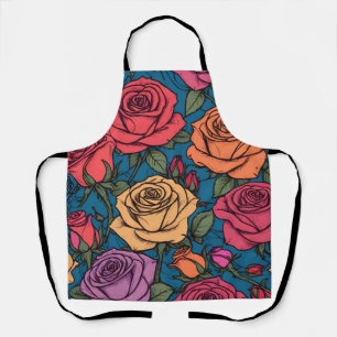 Tablier Illustration rose colorée
