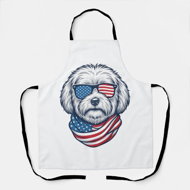 Tablier Illustration vectorielle de chien duveteux patriot (Recto)