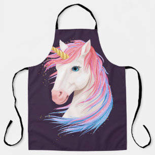 Tablier Illustration vintage de la licorne mignonne avec o