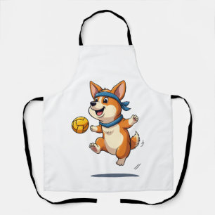 Tablier Illustration vintage de volley-ball Corgi Chien mi
