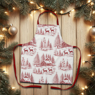 Tablier Illustration vintage rennes et maisons hiver