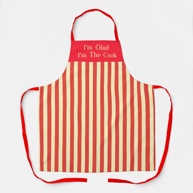 Tablier I'm Glad I'm The Cook Red Stripe Kitchen (Recto)