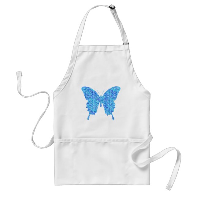 Tablier Image papillon, motif abstrait, nuances de bleu (Devant)