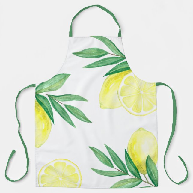Tablier Impression citron aquarelle vive (Recto)