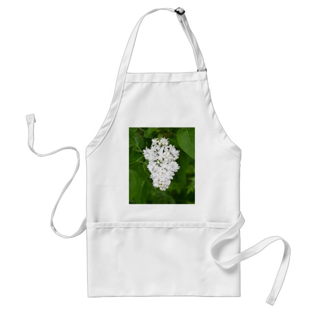 Tablier Impression de fleurs lilas de printemps blanches (Devant)
