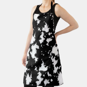Tablier Impression de vache Faux, noir et blanc