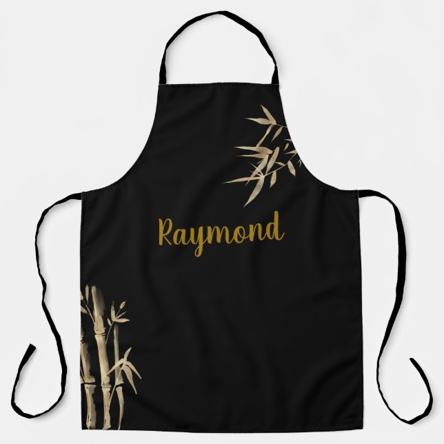 Tablier Impression d'encre japonaise Design en bambou noir (Recto)