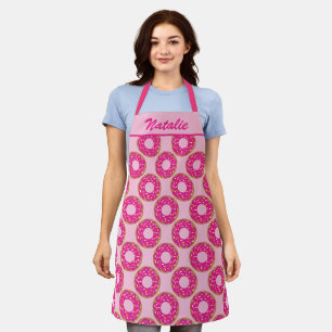 Tablier Imprimez le beignet rose cuite de cuisine de nom p