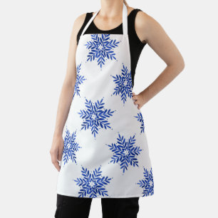 Tablier Indigo Blue Watercolor Snowflake Motif