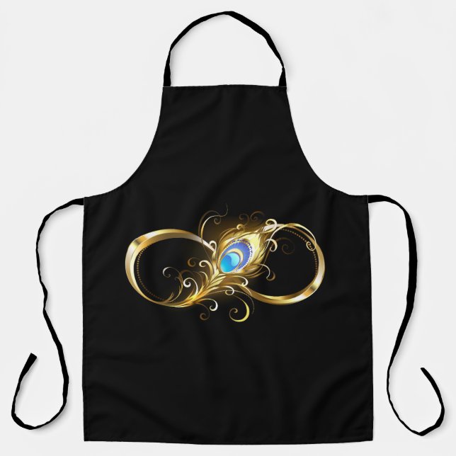 Tablier Infinité avec plume de paon doré (Recto)