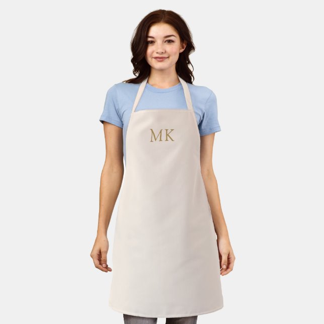 Tablier Initiales du monogramme d'or rose vif personnalisé (Porté)