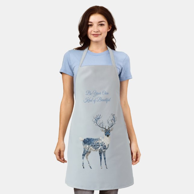 Tablier Inspirational Christmas Blue White Chic Deer Fox (Porté)
