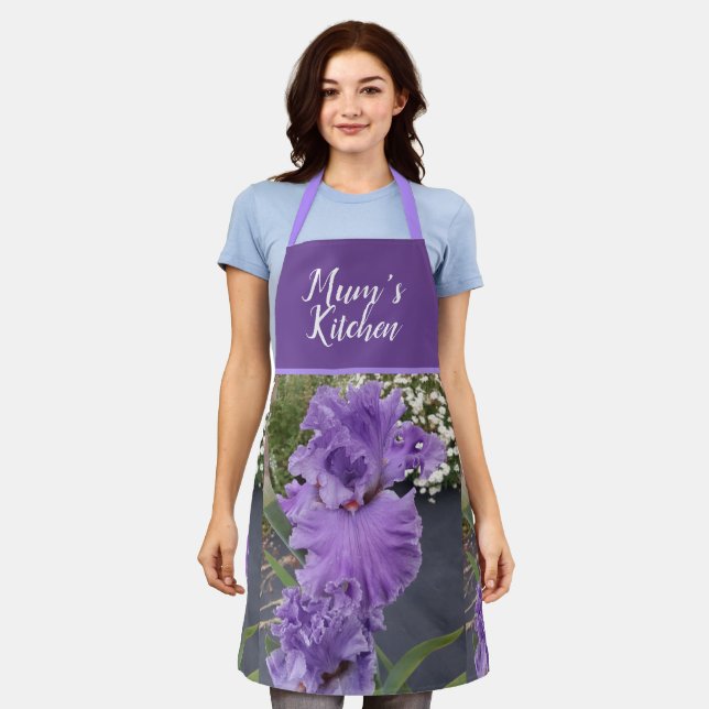 Tablier Iris Fleurs Fleurs Violet Lavande Lilac Apron (Porté)