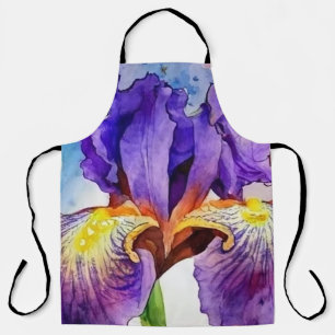Tablier Iris violet en aquarelle