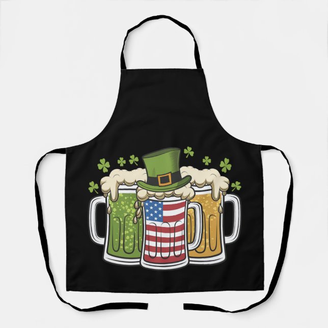 Tablier Irish Beer Irlande USA Drapeau américain St Patric (Recto)