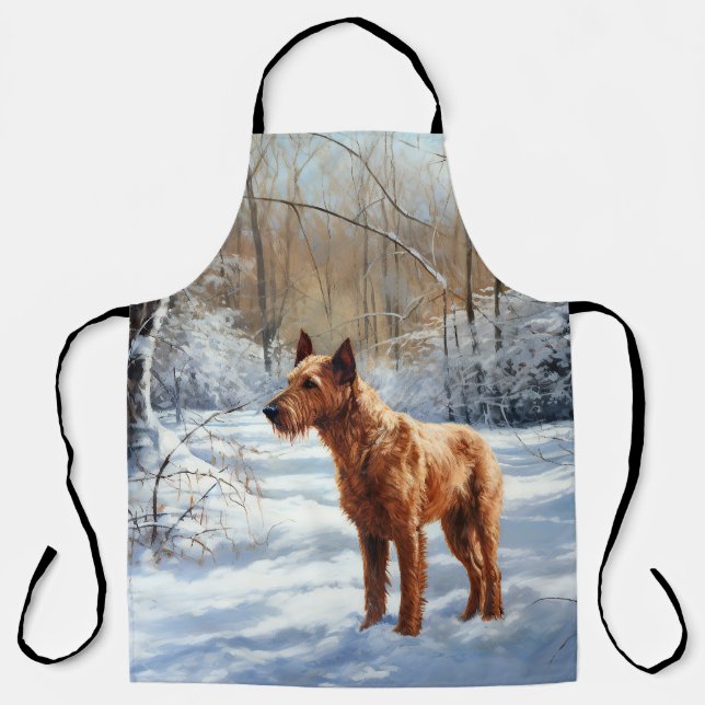 Tablier Irish Terrier Laisser neiger Noël (Recto)