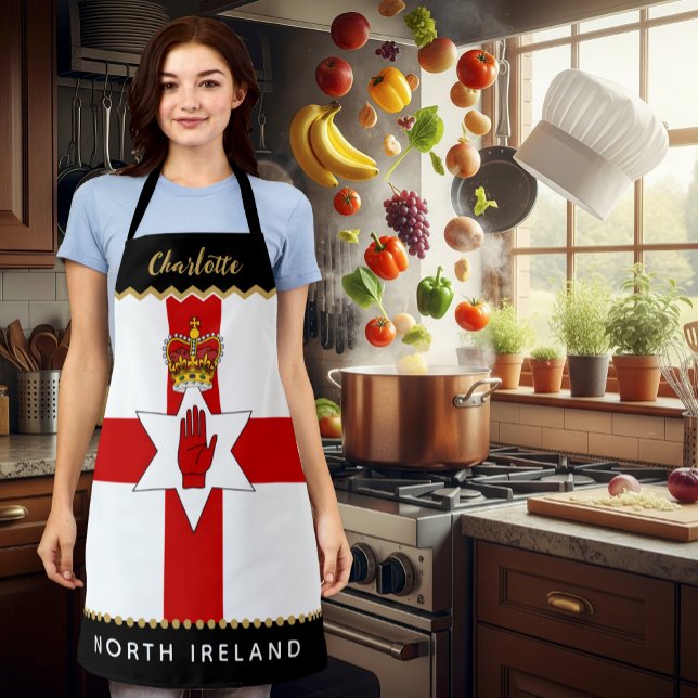 Tablier Irlande du Nord Chefs Apron, Irish / Ulster Flag (North Ireland Chefs Apron / patriotic, name)