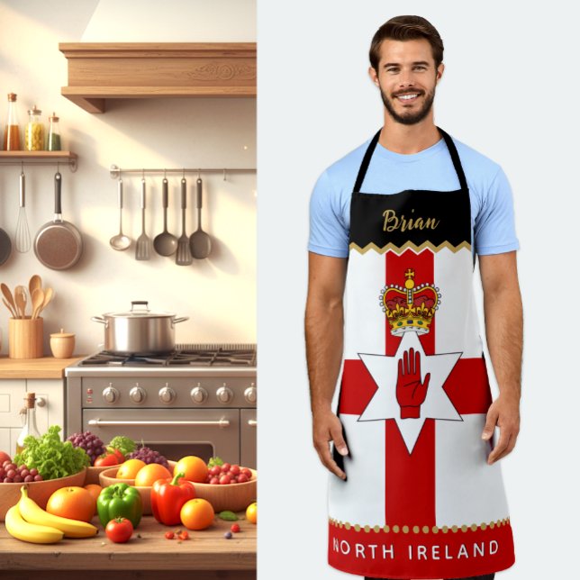 Tablier Irlande du Nord Chefs Apron, Irish / Ulster Flag (North Ireland Apron, Kitchen / Chefs)
