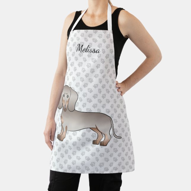 Tablier Isabella Et Tan Cheveux Courte Chien Dachshund Nom (Insitu)