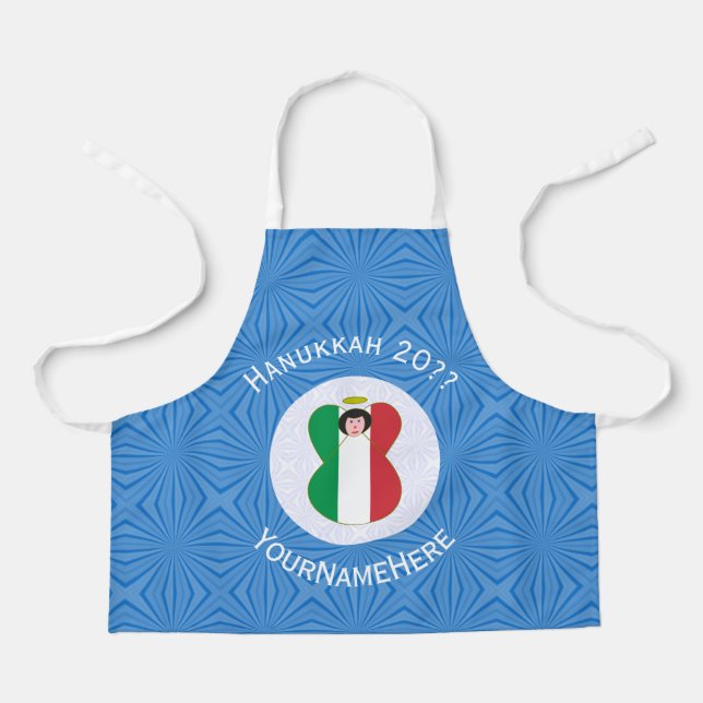 Tablier Italian Angel Hanukkah Flag Personalized Small (Recto)