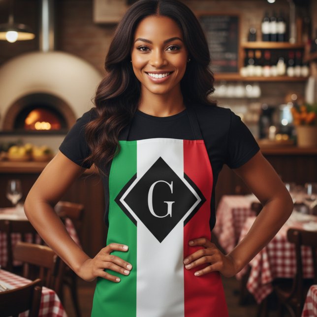 Tablier Italie Drapeau italien Rouge Blanc Vert Italia Ini (Italy Italian Flag Red White Green Italia Initial Apron
)