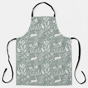 Tablier Jackalopes - lapins en bois floral - sauge vert