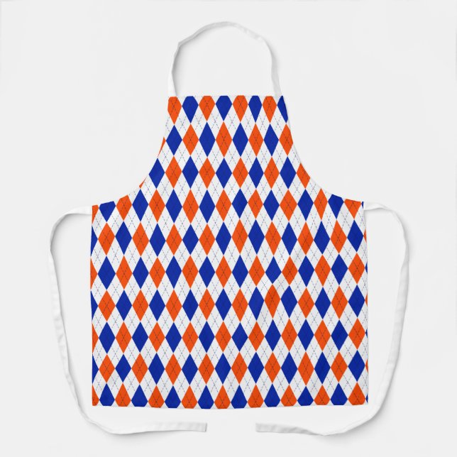 Tablier Jacquard orange et bleu diamant (Recto)