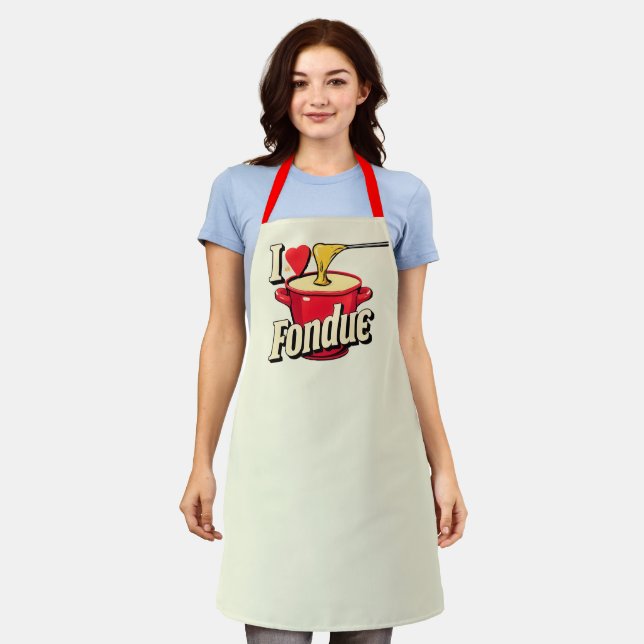 Tablier J'adore fondue -typographie  (Porté)