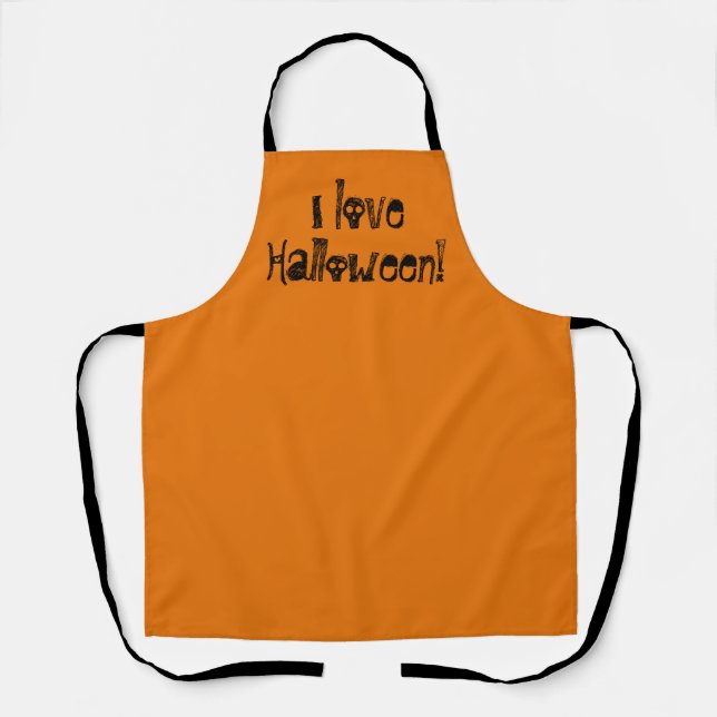Tablier J'adore Halloween Éffrayant Orange Apron (Recto)