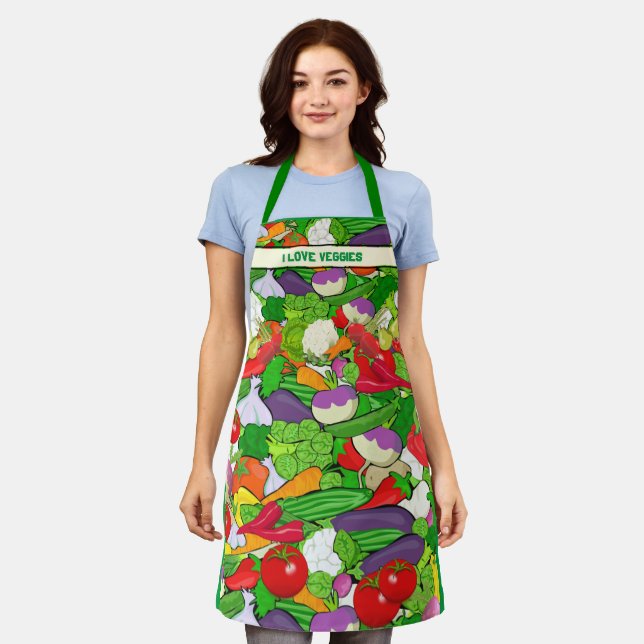 Tablier J'ADORE LÉGUME coloré légumes Apron (Porté)