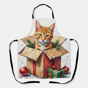 Tablier J'aide à déballer ! Chat drôle dans une boîte d'ex