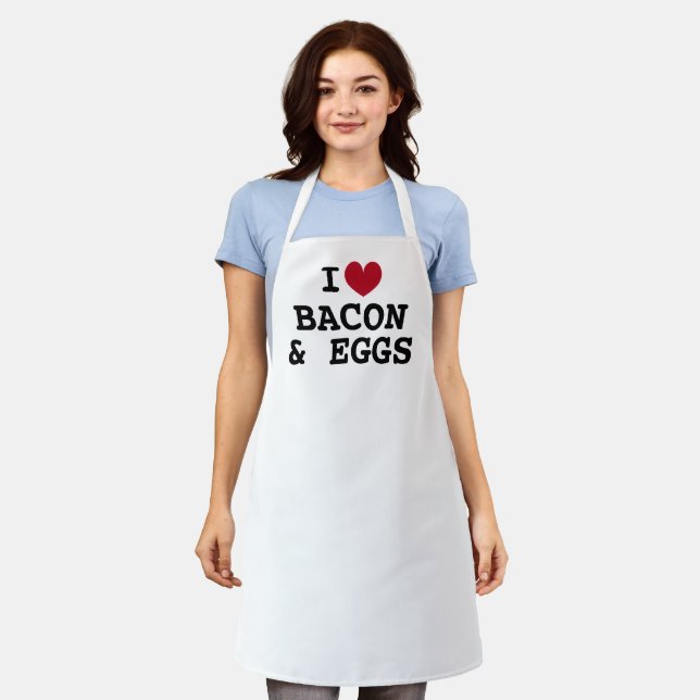 Tablier J'aime bacon et eger fun petit-déjeuner coin cuisi (Porté)