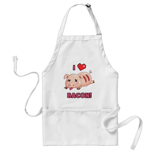 Tablier J'aime le lard avec le porc drôle mignon et le (Devant)