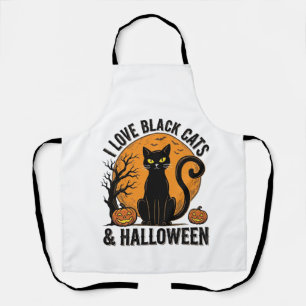 Tablier J'aime les chats noirs Halloween Vintage Design de