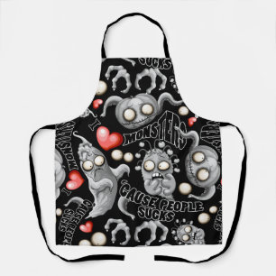 Tablier J'aime les monstres parce que les gens aiment les 
