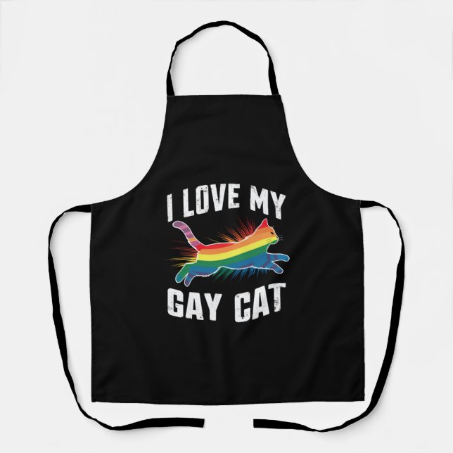 Tablier J'Aime Mon Chat Gay Funny Rainbow Pride Lgbt (Recto)