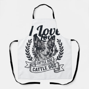 Tablier J'aime mon chien de troupeau design de gravure vin