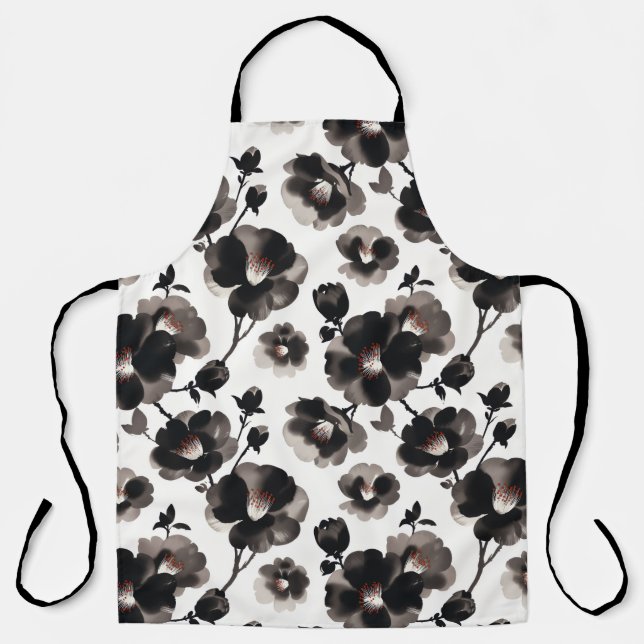 Tablier Japanese-style camellias (Recto)