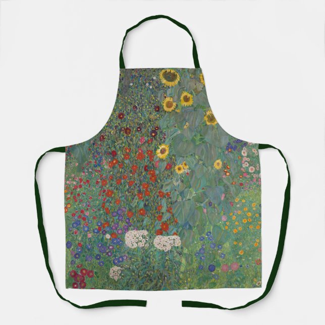 Tablier Jardin agricole Tournesols par Gustav Klimt Peintu (Recto)
