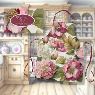 Tablier Jardin anglais Floral Hydrangea Peony Mère rose