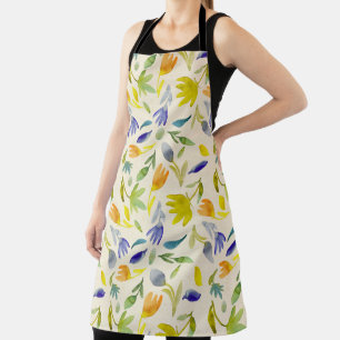 Tablier Jardin Botanique Floral Aquarelle Rustique