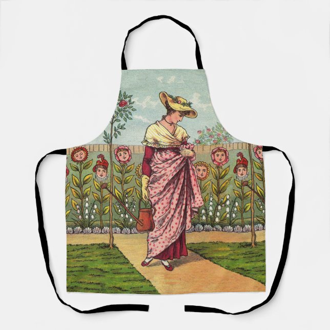 Tablier Jardin Cultivation Flower Woman Art Antique (Recto)