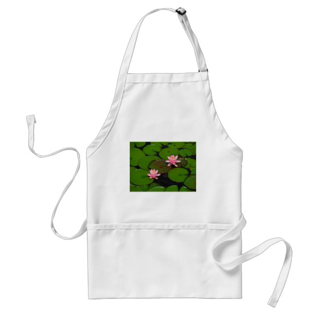 Tablier Jardin de fleurs de laine d'eau de lotus rose, (Devant)