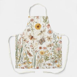 Tablier Jardin de fleurs sauvages papillons botaniques flo