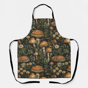 Tablier Jardin des champignons vintages Motif sans couture