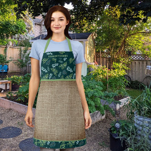 Tablier Jardin Floral Foncé Aquarelle Personnalisé