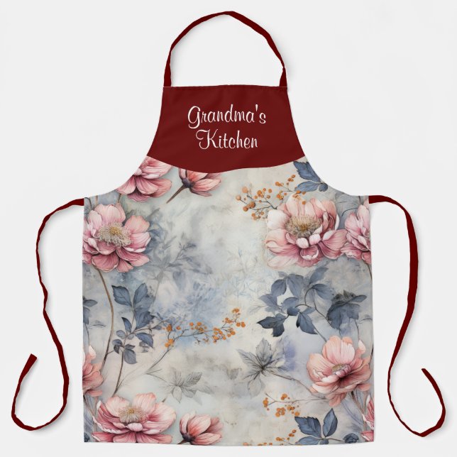 Tablier Jardin Floral Personnalisé sur toute l'impression (Recto)